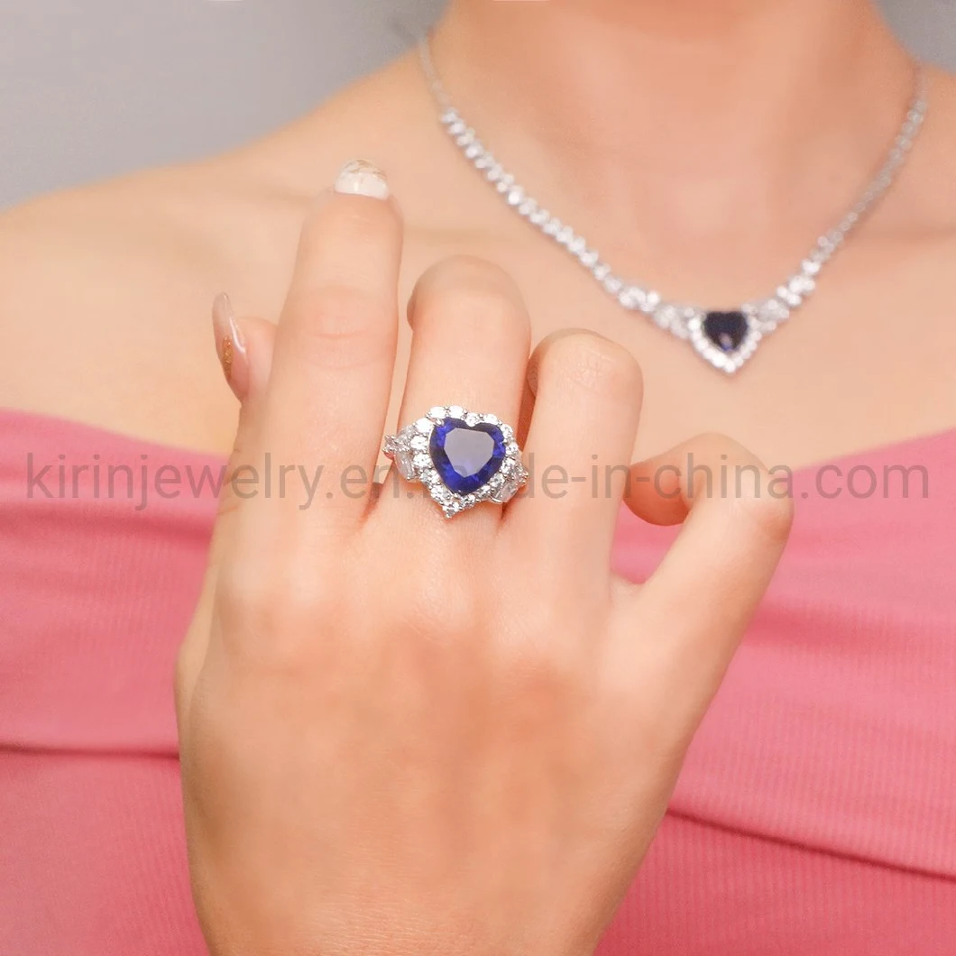 Chrome Heart 925 Sterling Silver Necklace Earrings Rings Set Dubai Bridal Big Love Heart Jewellery Sets Wedding Jewelry Sets