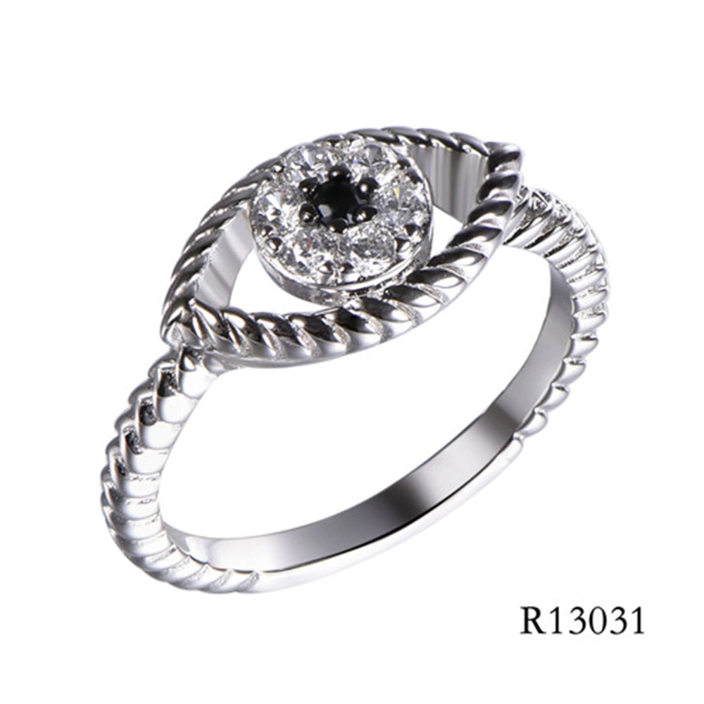 Twist Style Evil Eye 925 Sterling Silver with CZ Ring
