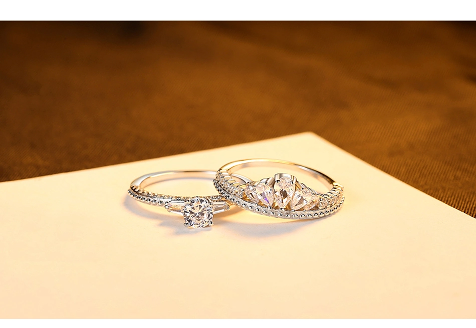 Couples Jewelry Women Fashion Zircon Silver Wedding Ring