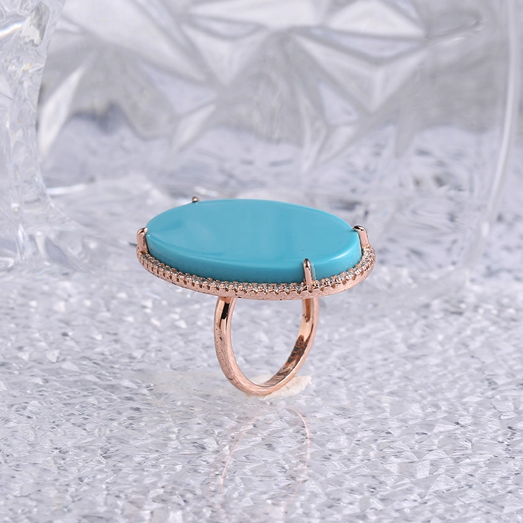 Big Nature Blue Stone 925 Silver or Brass Fashion Accessories Factory Wholesale Trendy 2023 Women Charm CZ Luxury Ring