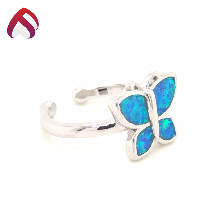 Animal Blue Opal 925 Silver Jewelry Fashion Butterfly Opal Ring for Women (RG88366)