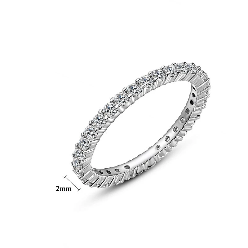 Cheap 925 Silver Jewelry Simple Slim Eternity Band Ring with CZ Casual