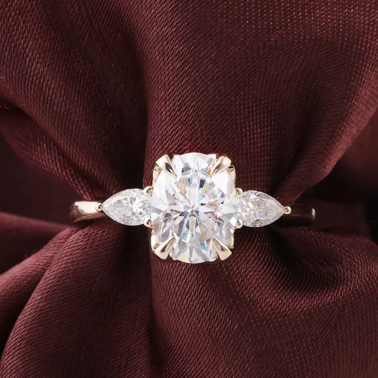 Anéis de ouro branco 10 K estilo romântico 9 mm lapidação de coração Moissanite para amante Provence anel de joias de alta qualidade
