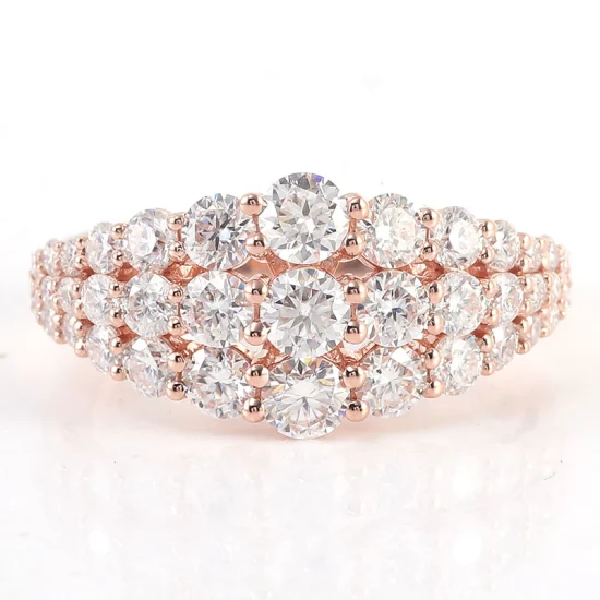 3mm 4mm 5mm Pave Shape Ouro Rosa 14K Moissanite Anéis de Noivado Diamante Solto Anel de Casamento Meia Eternidade
