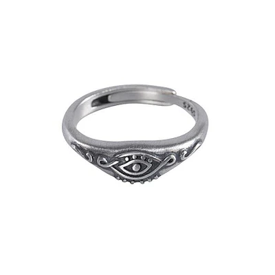 Jóias de prata esterlina 925 vintage olho mau anel fino e delicado anel ajustável