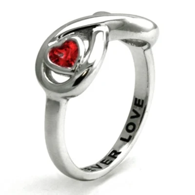 Atacado bijuterias da moda pingente de prata esterlina 925 CZ amor eterno anel de coração vermelho