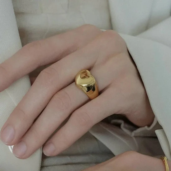 Anel de dedo moderno simples folheado a ouro e prata para mulheres