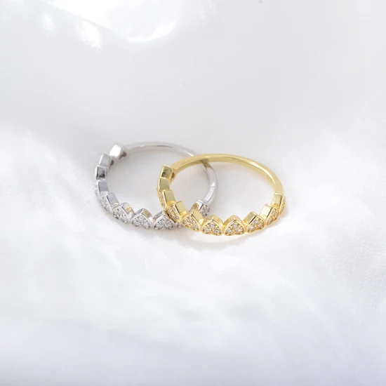 Nova tendência da moda joias ouro 14 quilates prata esterlina 925 branco zircônia cúbica pavimentada minimalista anel de noivado feminino