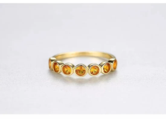 Jóias de prata esterlina 925 com cristal de ouro menina moda nova banhado a amarelo anel de dedo de diamante simples