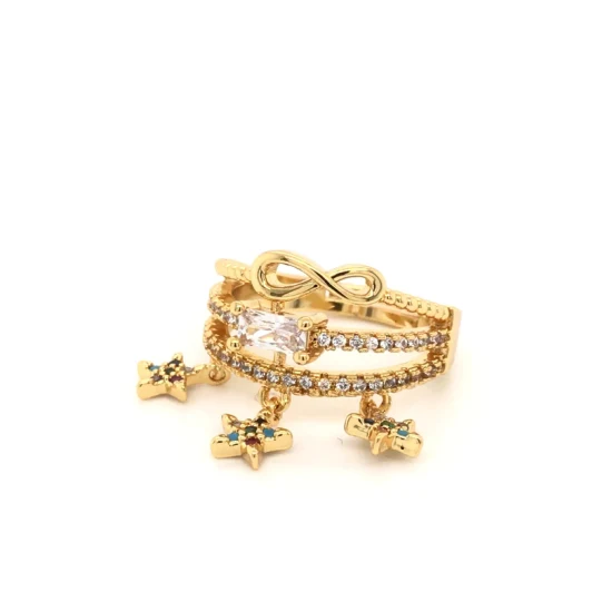 Anel de prata esterlina 925 de designer com joias Star Charms