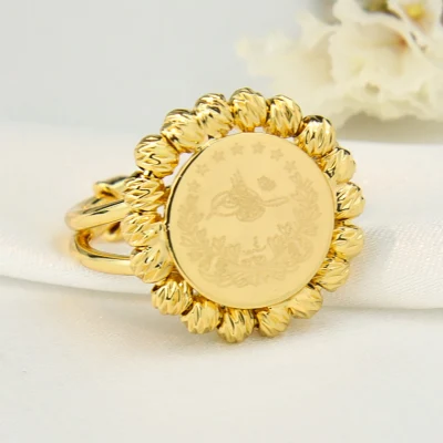Amuleto de chegada mais recente, joias de moeda, anel turco, anéis de moeda de ouro ajustáveis ​​para mulheres