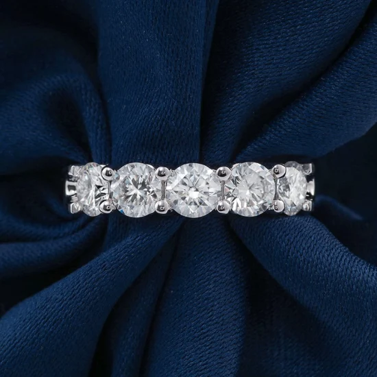 Aliança de casamento Eternity Moissanite ouro maciço 10K Vvs 2*4mm corte esmeralda Moissanite anéis de noivado com diamante